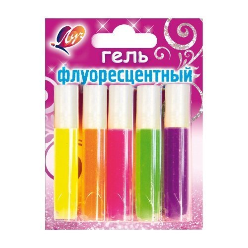 Гель с блёстками Флуоресцентный 5 цв., туба 5 мл.