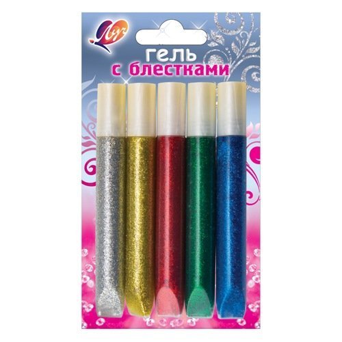 Гель с блёстками Блеск 5 цв. , туба 10 мл