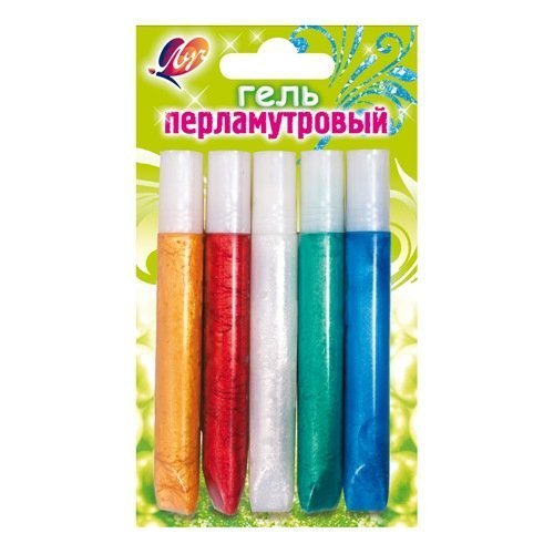 Гель с блестками Перламутровый набор 5 цв. , туба 10 мл.